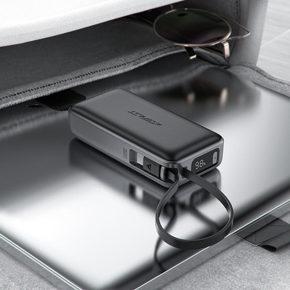 Bateria Externa Acefast M7, 10000mAh, 30W, QC + PD, 1 x USB-A - 2 x USB-C, Preta