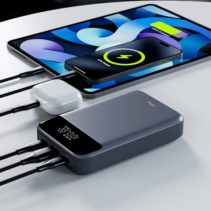 Allity External Battery. APB-200 PocketPower, 19200mAh, 130W, QC + PD, 1 x USB-A - 2 x USB-C, Gray