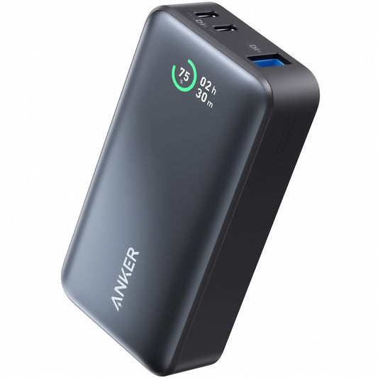 Bateria Externa Anker 533, 10000mAh, 30W, QC + PD, 1 x USB-A - 2 x USB-C, Preta A1256G11