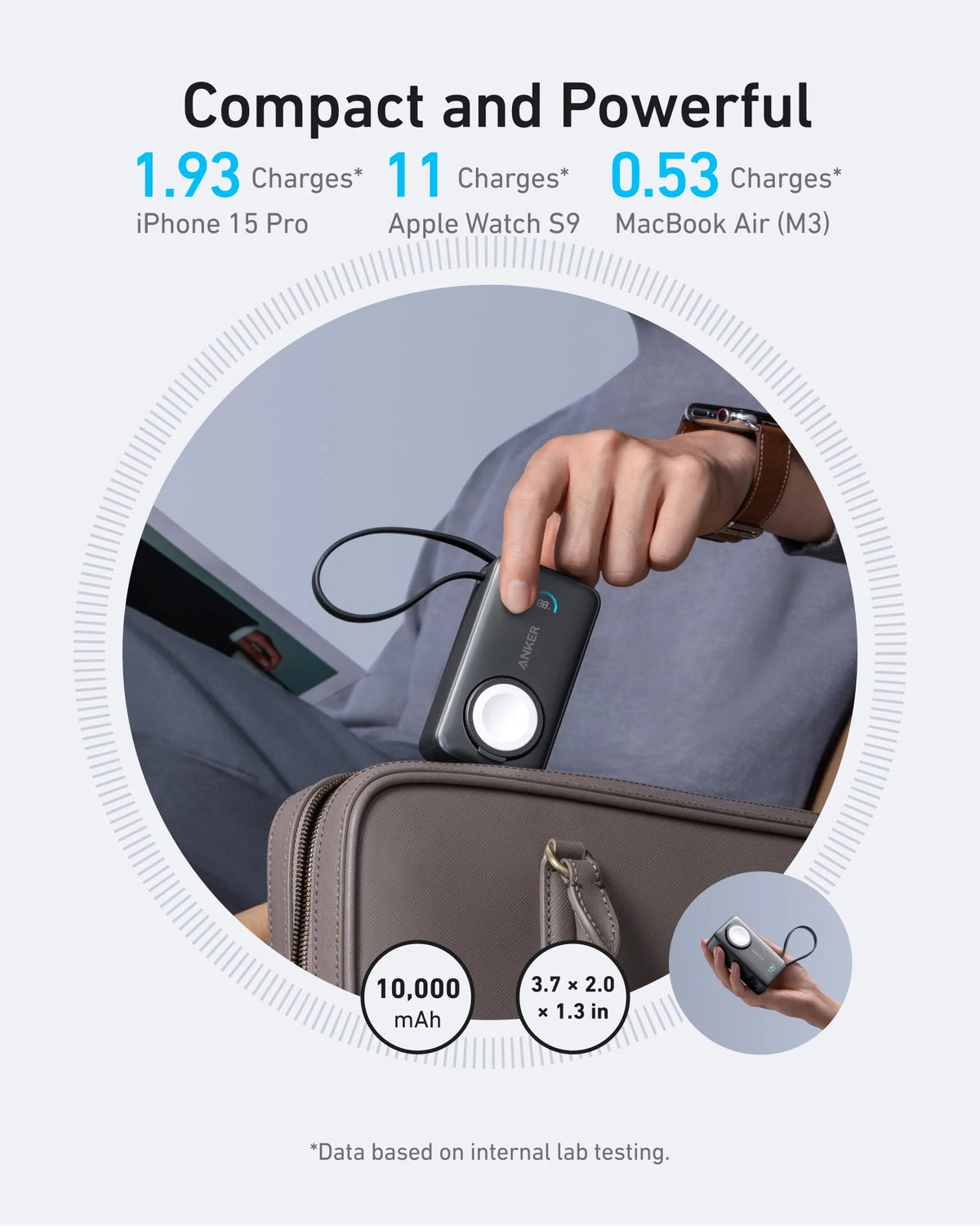 Anker MagGo Wireless External Battery, 10000mAh, 35W, PD + QI, 1 x QI - 2 x USB-C, Black A1657011