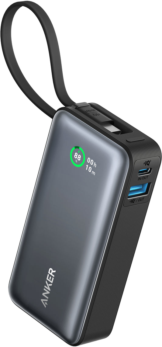Bateria externa Anker Nano, 10000mAh, 30W, QC + PD, 1 x USB-A - 2 x USB-C, preto A1259G11