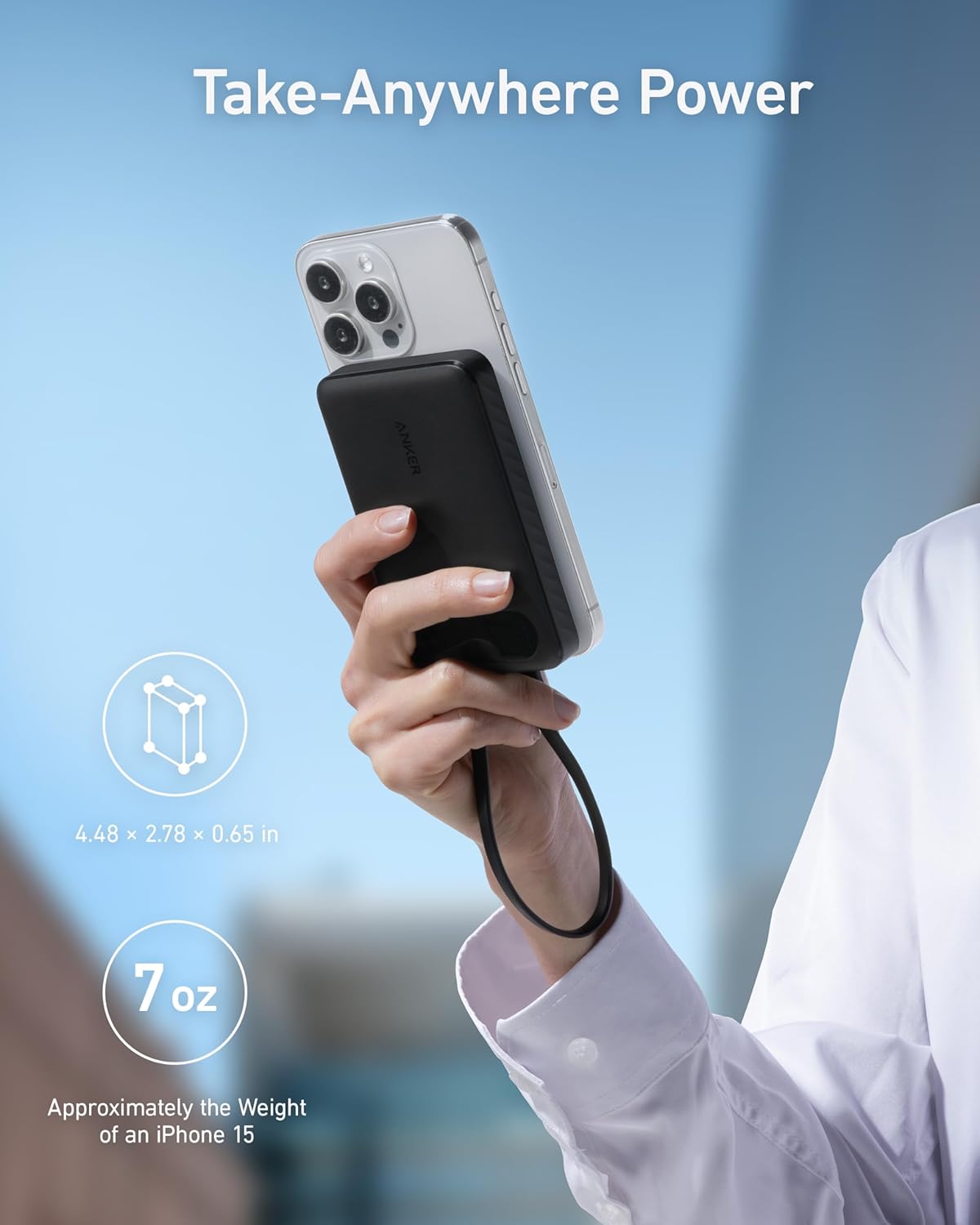 Bateria externa Anker PowerCore, 10000mAh, 22,5W, QC + PD, 1 x USB-A - 2 x USB-C, preto A1257G11