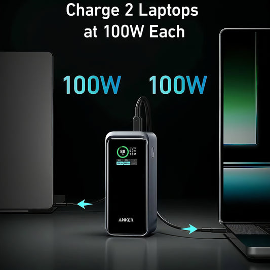 Bateria externa Anker Prime, 20000mAh, 200W, QC + PD, 1 x USB-A - 2 x USB-C, preto A1336011