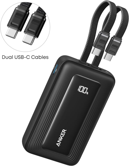 Bateria Externa Anker Zolo, 10000mAh, 35W, QC + PD, 1 x USB-A - 2 x USB-C, Preta A1680H12