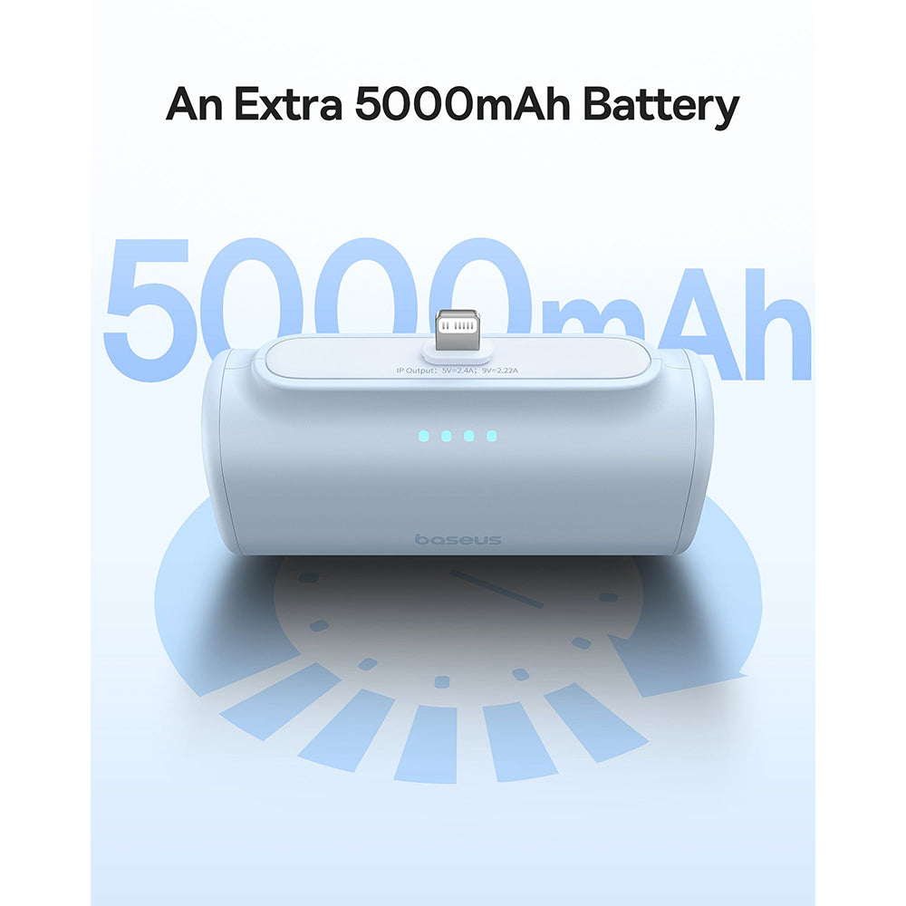 Bateria Externa Baseus Compact, 5000mAh, 20W, PD, 1 x Lightning - 1 x USB-C, Azul P10068307313-00