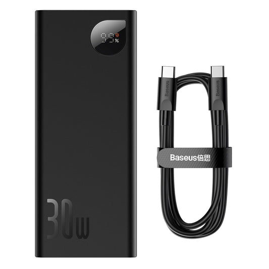 Bateria externa Baseus Adaman, 20000mAh, 30W, QC + PD, 1 x USB-C - 2 x USB-A, preto PPAD030001 PPAD030001