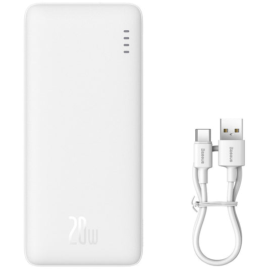Bateria Externa Baseus Airpow, 10000mAh, 20W, QC + PD, 1 x USB-A - 1 x USB-C, Branca