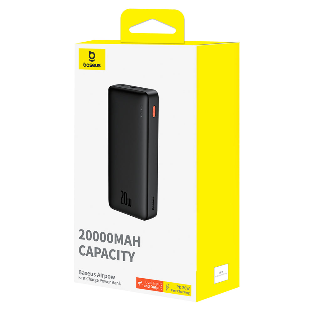 Bateria Externa Baseus Airpow, 20000mAh, 20W, QC + PD, 1 x USB-A - 1 x USB-C, Preta P10022804113-00