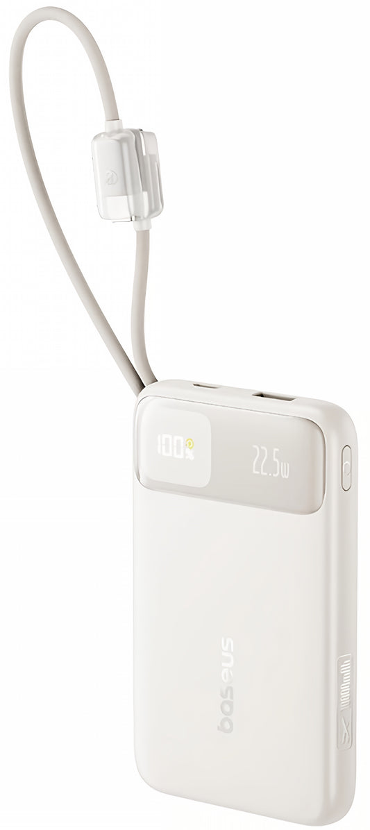 Bateria Externa Baseus EnerFill FC11, 10000mAh, 22.5W, QC + PD, 1 x Lightning - 1 x USB-A - 2 x USB-C, Bege E0027R05