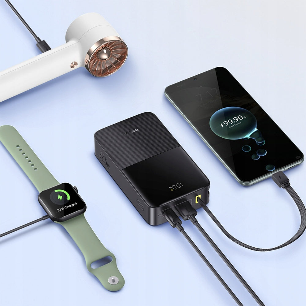 Bateria Externa Baseus EnerFill Bipow2 Pro, 20000mAh, 22.5W, QC + PD, 1 x USB-A - 2 x USB-C, Preta E0027701