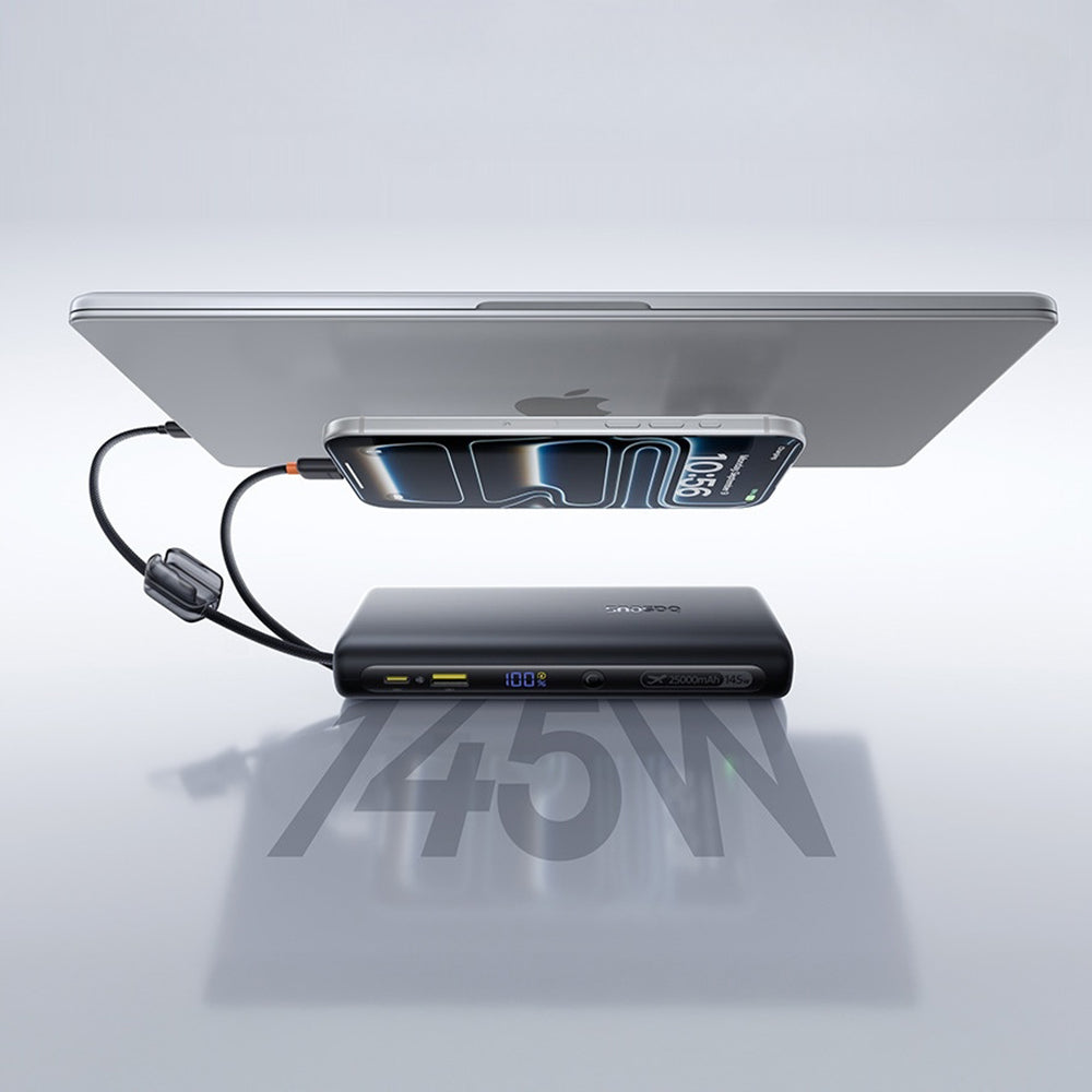 Bateria Externa Baseus EnerFill FC41, 25000mAh, 145W, QC + PD, 1 x USB-A - 3 x USB-C, Preta E0028H03