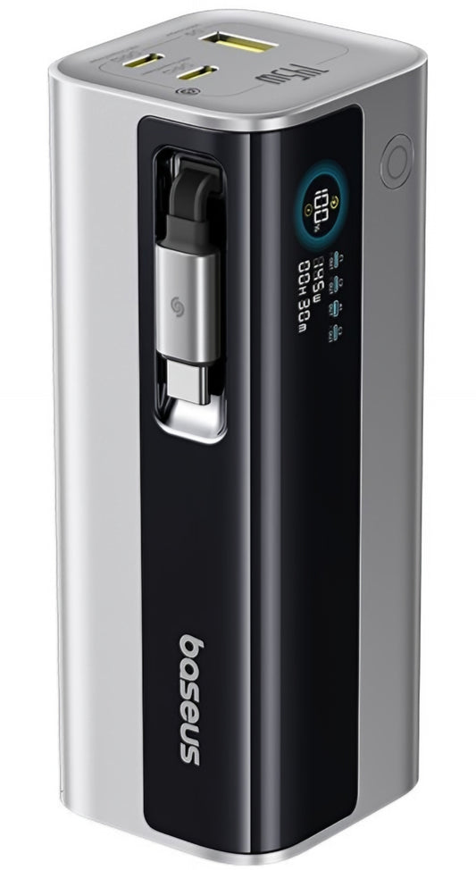 Bateria Externa Baseus EnerGeek GR11, 20000mAh, 145W, QC + PD, 1 x USB-A - 3 x USB-C, Prateado E0027B02