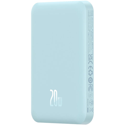 Mini bateria externa sem fios Baseus Magnetic, 5000mAh, 20W, PD + FQI, 1 x QI - 1 x USB-C, azul P10022107313-00