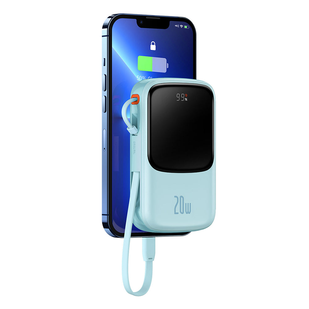 Bateria Externa Baseus Qpow Pro, 20000mAh, 20W, QC + PD, 1 x Lightning - 1 x USB-A - 1 x USB-C, Azul PPQD030003