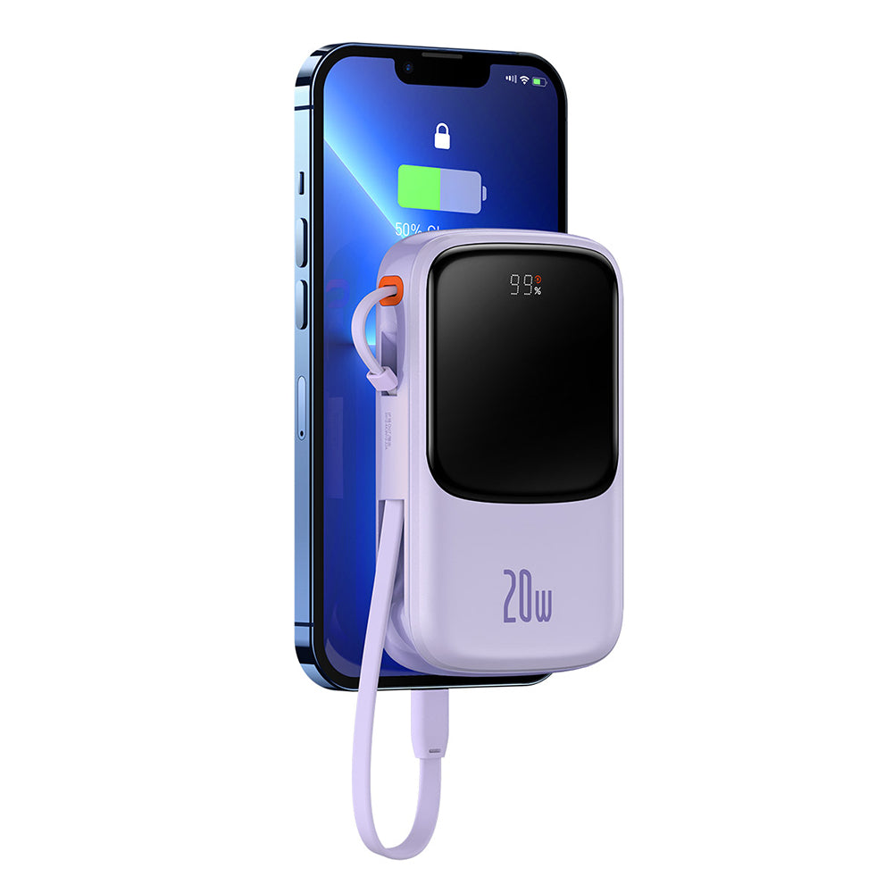 Bateria Externa Baseus Qpow Pro, 20000mAh, 20W, QC + PD, 1 x Lightning - 1 x USB-A - 1 x USB-C, Roxo PPQD030005