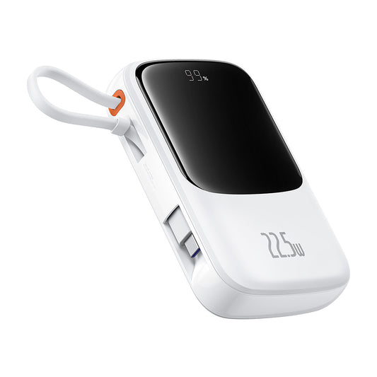Bateria Externa Baseus Qpow Pro+, 10000mAh, 22.5W, QC + PD, 1 x USB-A - 2 x USB-C, Branca P10067101213-00