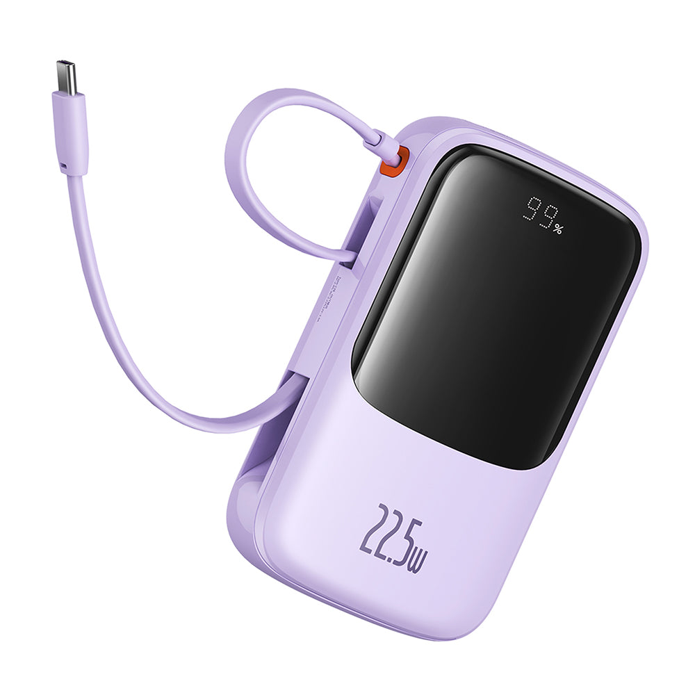 Bateria Externa Baseus Qpow Pro+, 10000mAh, 22.5W, QC + PD, 1 x USB-A - 2 x USB-C, Roxo P10067101513-00