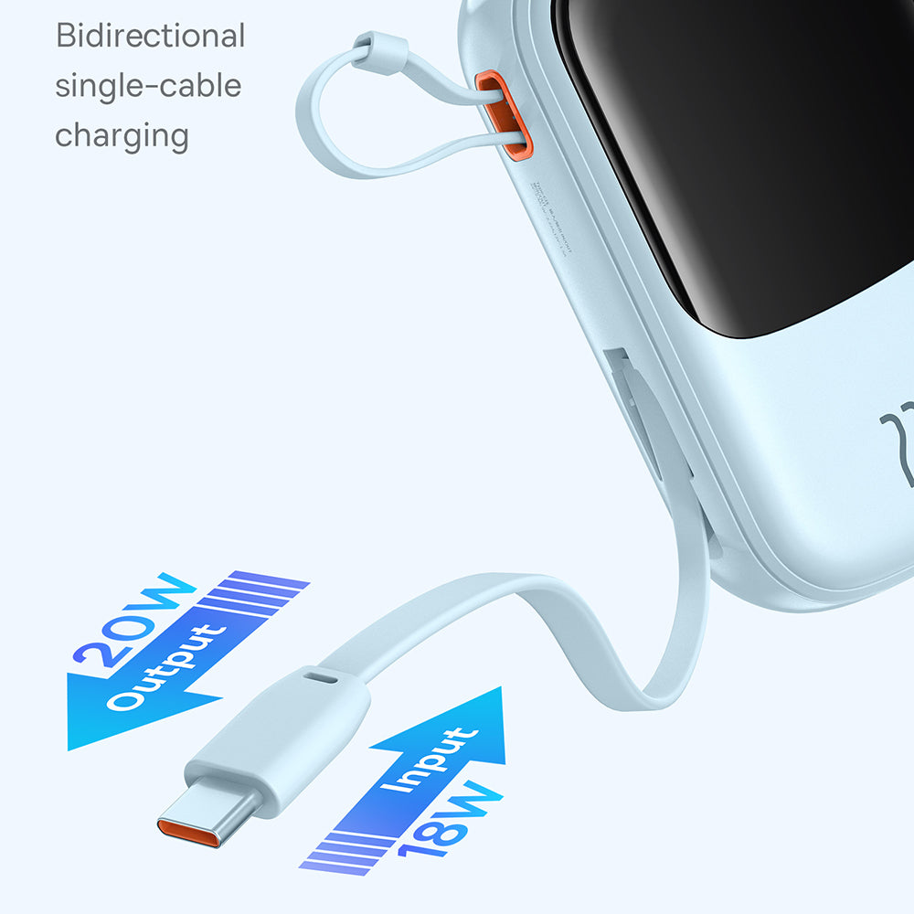 Bateria Externa Baseus Qpow Pro+, 20000mAh, 22.5W, QC + PD, 1 x USB-A - 2 x USB-C, Azul P10067103313-00