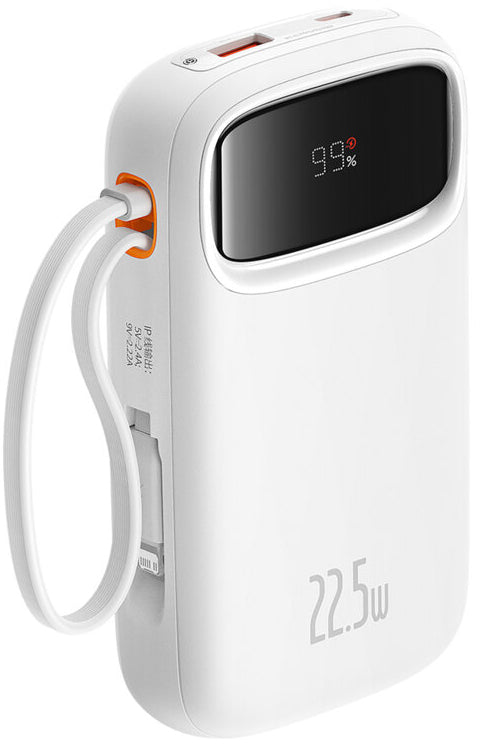 Bateria Externa Baseus Qpow2, 10000mAh, 22.5W, QC + PD, 1 x Lightning - 1 x USB-A - 2 x USB-C, Branca P10055003223-00