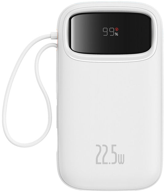 Bateria Externa Baseus Qpow2, 10000mAh, 22.5W, QC + PD, 1 x Lightning - 1 x USB-A - 2 x USB-C, Branca P10055003223-00