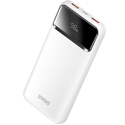 Bateria Externa BWOO BO-P34, 10000mAh, 22.5W, QC + PD, 1 x USB-C - 2 x USB-A, Branca