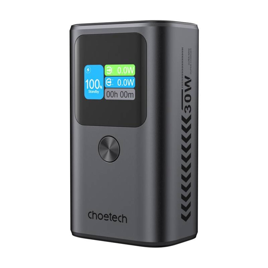 Bateria Externa Choetech B701, 10000mAh, 30W, QC + PD, 1 x USB-A - 2 x USB-C, Preta