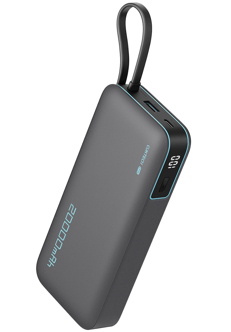 Bateria Externa Cuktech, 20000mAh, 55W, QC + PD, 1 x USB-A - 2 x USB-C, Cinza CUKP200NGLDG