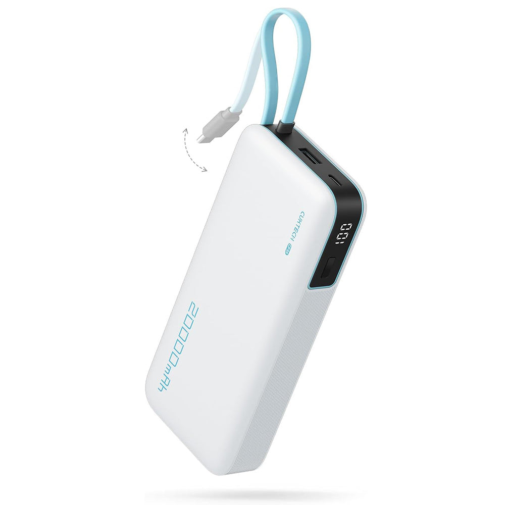 Bateria Externa Cuktech LPB200N, 20000mAh, 45W, QC + PD, 1 x USB-A - 2 x USB-C, Branco CUKP200NGLLG