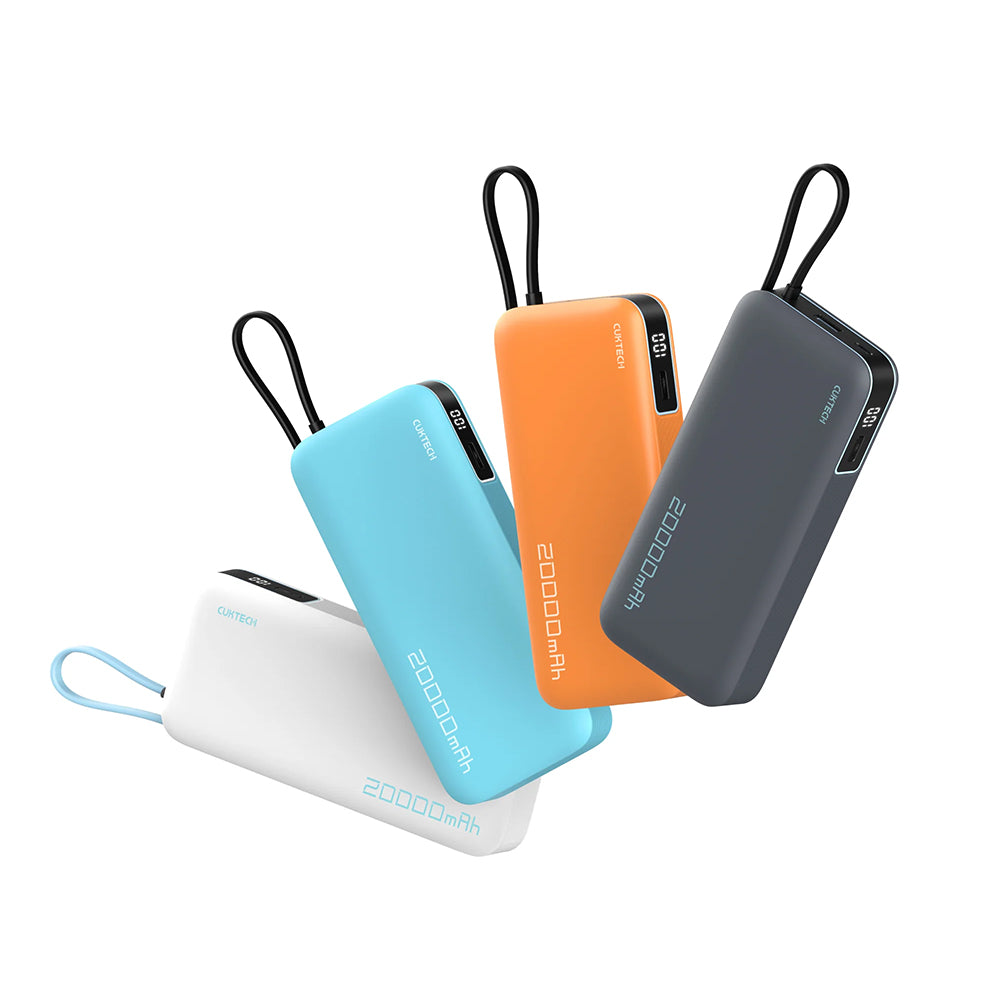 Bateria Externa Cuktech LPB200N, 20000mAh, 45W, QC + PD, 1 x USB-A - 2 x USB-C, Branco CUKP200NGLLG