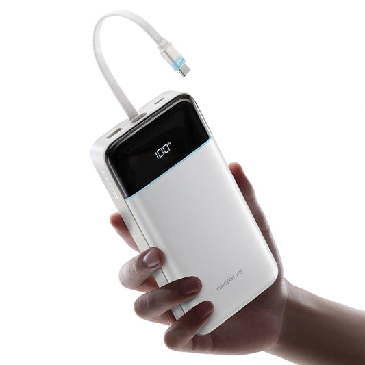 Bateria Externa Cuktech LPB252N, 25000 mAh, 120 W, QC + PD, 1 x USB-A - 2 x USB-C, Branca