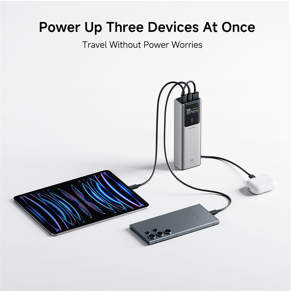 Bateria Externa Cuktech PB150P, 15000mAh, 120W, QC + PD, 1 x USB-A - 2 x USB-C, Cinzento CKPB150POSGR