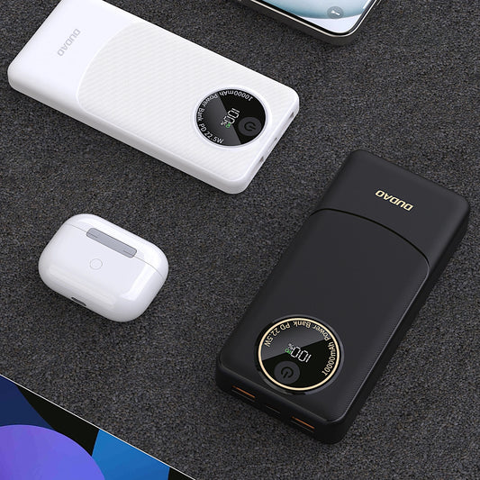 Bateria Externa Dudao K12, 10000mAh, 22.5W, QC + PD, 1 x USB-C - 2 x USB-A, Branca