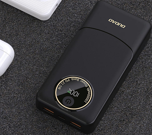 Bateria Externa Dudao K12Pro, 20000mAh, 22.5W, QC + PD, 1 x USB-C - 2 x USB-A, Preta