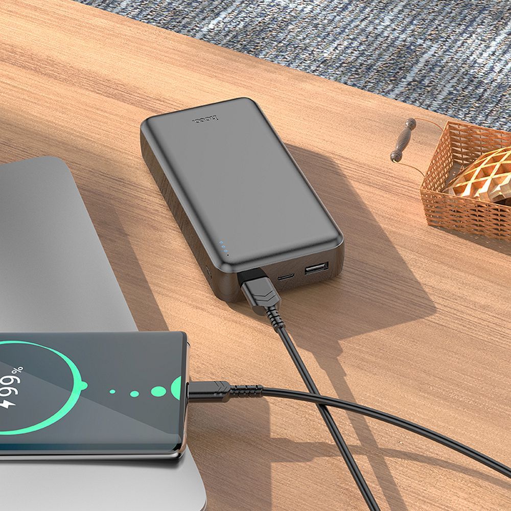 Bateria Externa HOCO J100A, 20000mAh, 10W, 2 x USB-A, Preta