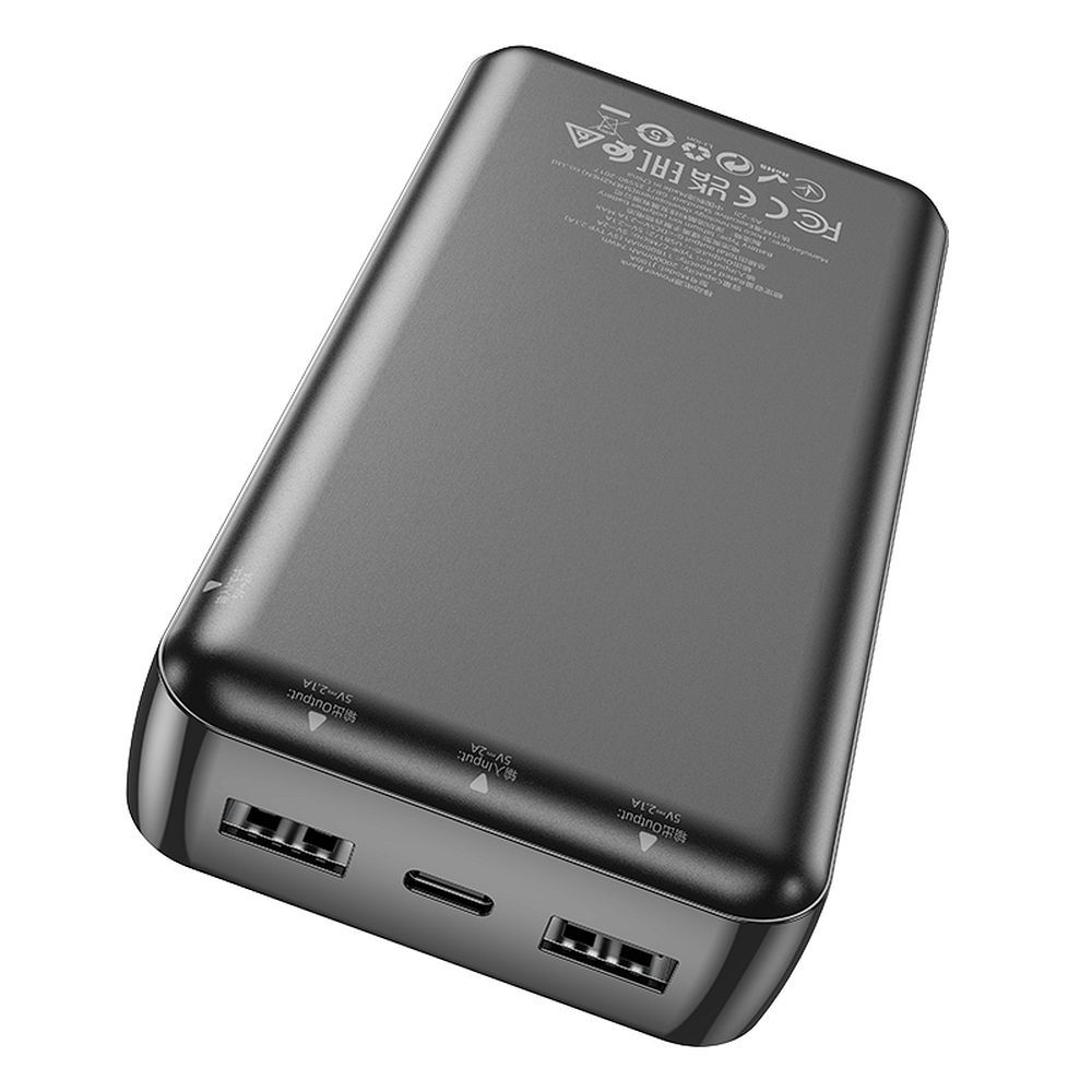 Bateria Externa HOCO J100A, 20000mAh, 10W, 2 x USB-A, Preta