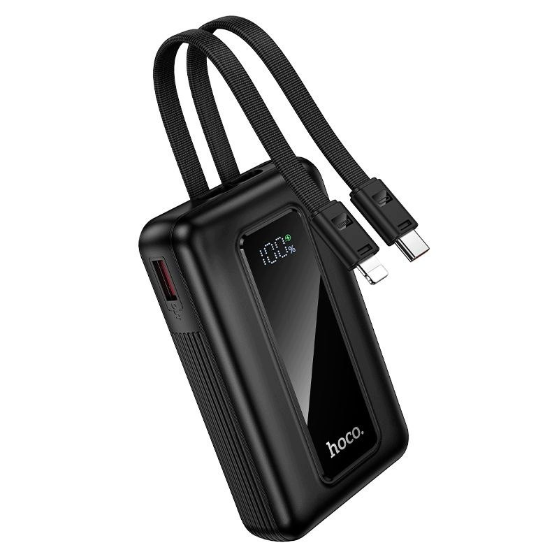 Bateria Externa HOCO J162, 10000mAh, 22.5W, QC + PD, 1 x Lightning - 1 x USB-A - 2 x USB-C, Preta