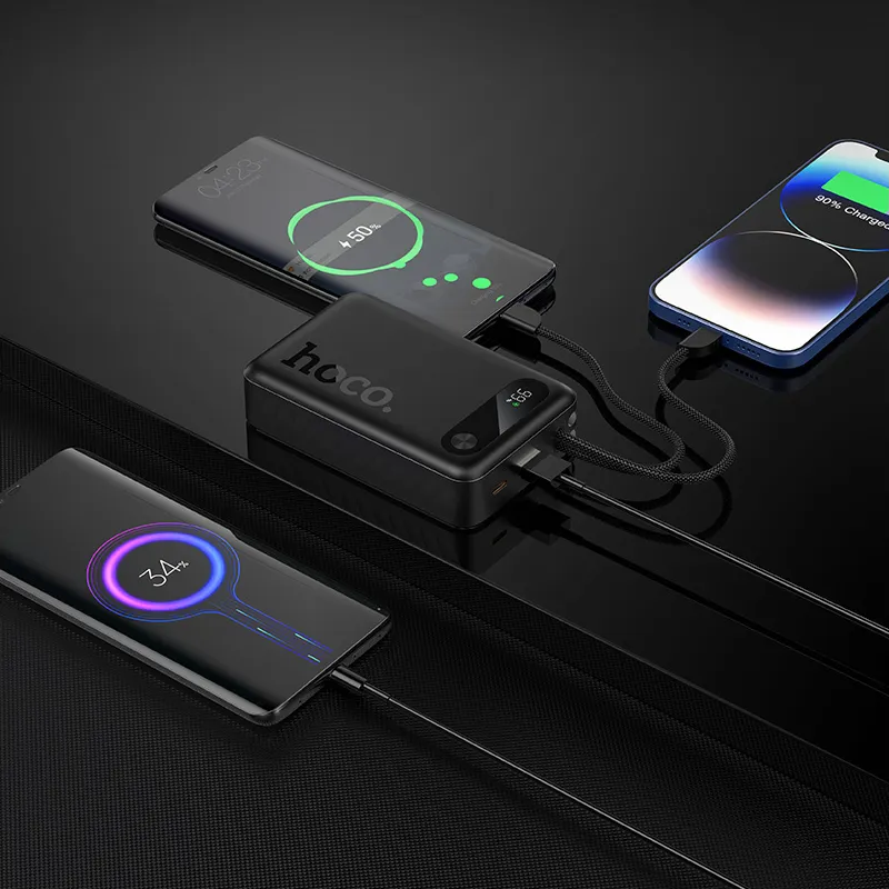 Bateria Externa HOCO J171A, 20000mAh, 22.5W, QC + PD, 1 x Lightning - 1 x USB-A - 2 x USB-C, Preta