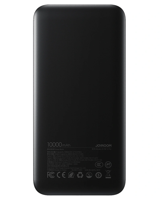 Bateria Externa Joyroom JR-PBF12 Pro, 10000mAh, 22.5W, QC + PD, 1 x USB-C - 2 x USB-A, Preta