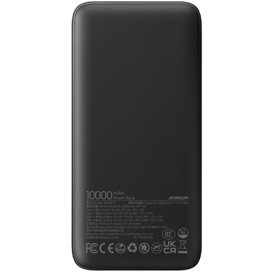 Bateria externa Joyroom JR-PBF15, 10000mAh, 22,5W, QC + PD, 1 x USB-C - 2 x USB-A, preto