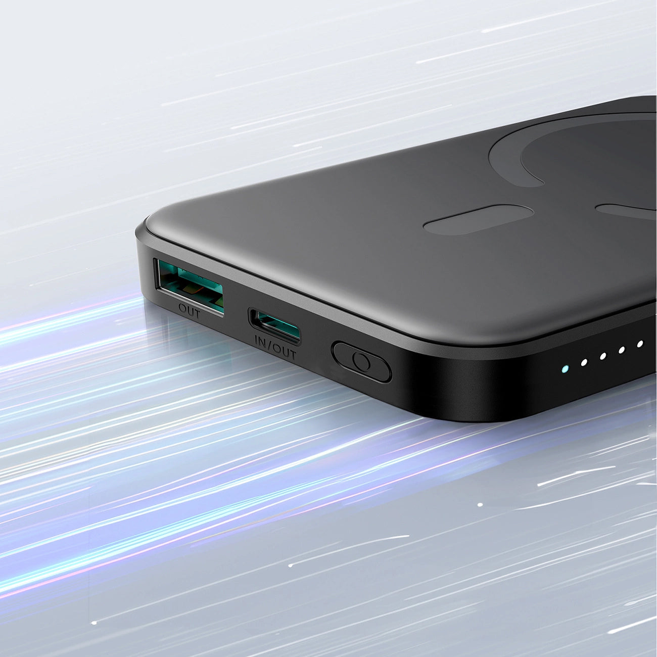 Bateria Externa Wireless Joyroom JR-W020 Mini, 5000mAh, 20W, QC + PD + FQI, 1 x QI - 1 x USB-A - 1 x USB-C, Preta