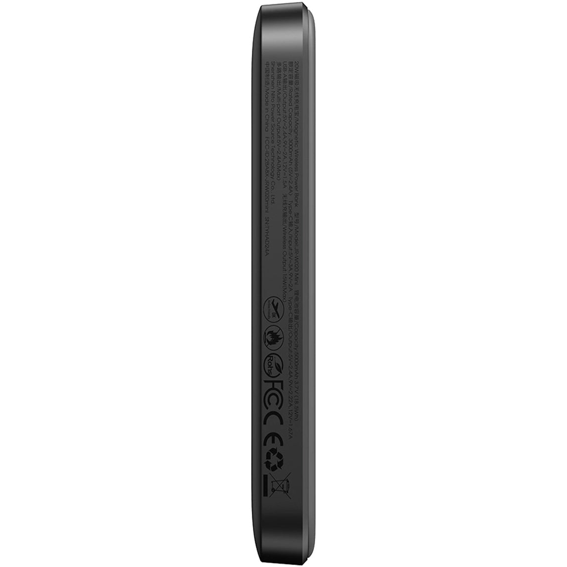 Bateria Externa Wireless Joyroom JR-W020 Mini, 5000mAh, 20W, QC + PD + FQI, 1 x QI - 1 x USB-A - 1 x USB-C, Preta