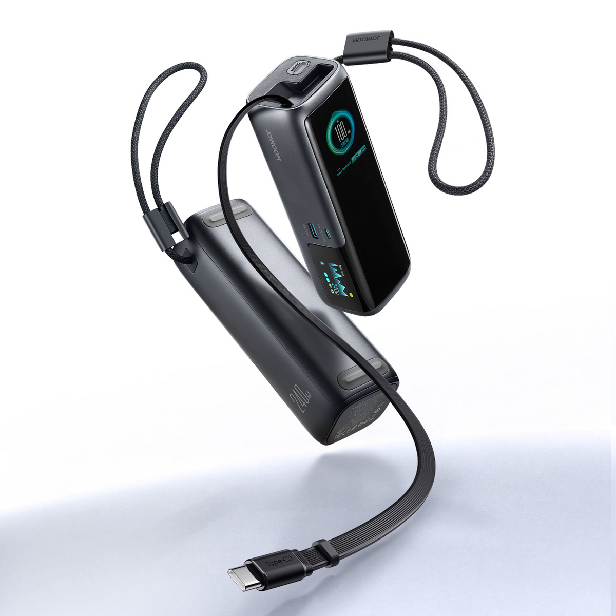 Bateria Externa Joyroom PODIX PR70, 25000mAh, 240W, QC + PD, 1 x USB-A - 3 x USB-C, Preta