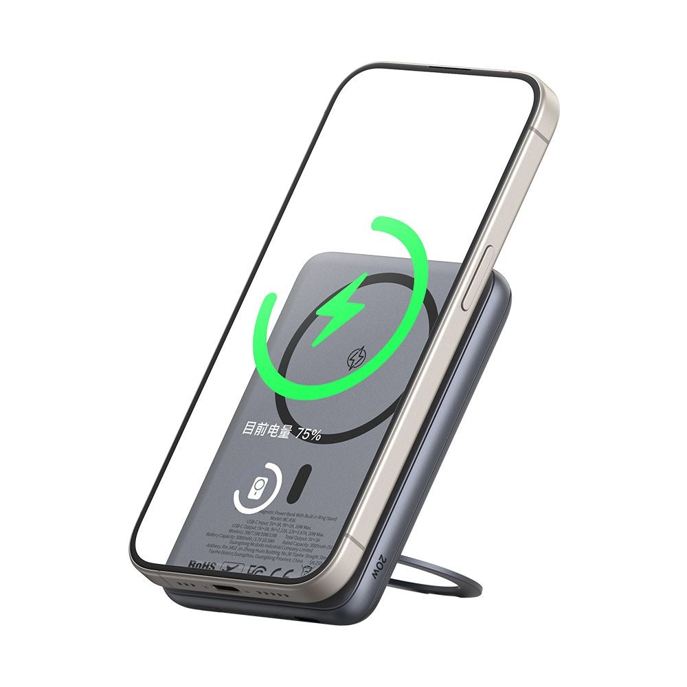 Bateria Externa Wireless McDodo MC-8361 Meta, 5000mAh, 20W, PD + FQI, 1 x QI - 1 x USB-C, Cinzento