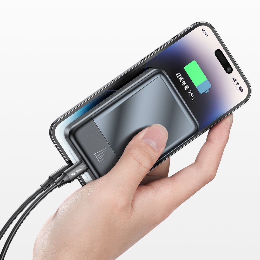 Bateria Externa Wireless McDodo MC-4261 Ambilight, 10000mAh, 20W, PD + FQI, 1 x QI - 1 x USB-C, Preta