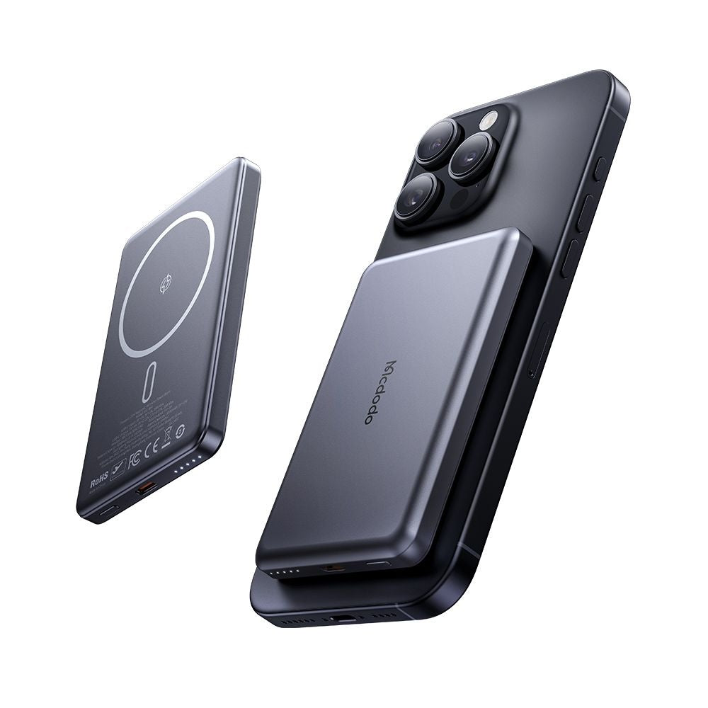 Bateria Externa Wireless McDodo MC-4641 Meta, 5000mAh, 20W, PD + FQI, 1 x QI - 1 x USB-C, Preta