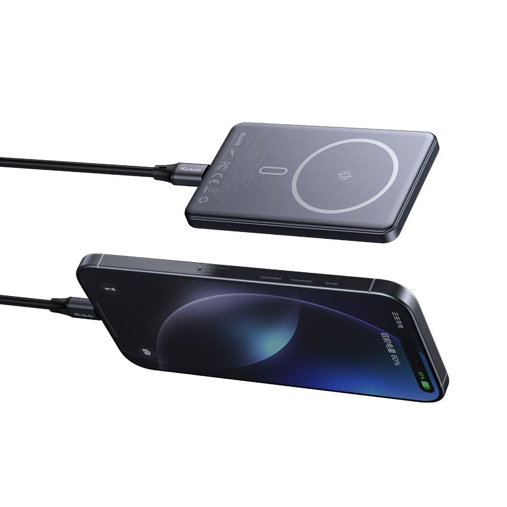 Bateria Externa Wireless McDodo MC-4641 Meta, 5000mAh, 20W, PD + FQI, 1 x QI - 1 x USB-C, Preta