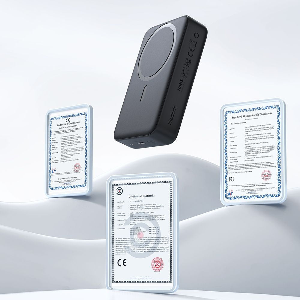 Bateria Externa Wireless McDodo MC-5021 Ambilight, 20000mAh, 20W, PD + FQI, 1 x QI - 1 x USB-C, Preta