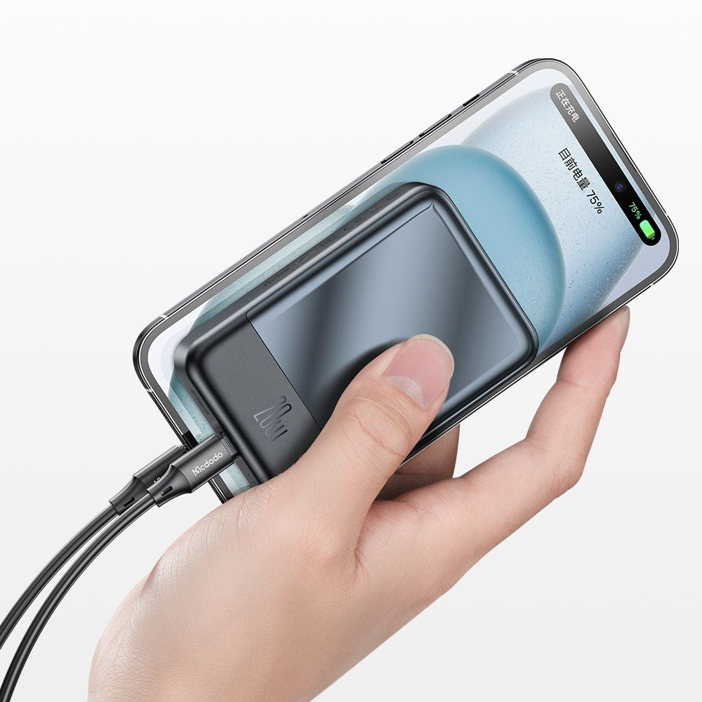 Bateria Externa Wireless McDodo MC-5021 Ambilight, 20000mAh, 20W, PD + FQI, 1 x QI - 1 x USB-C, Preta