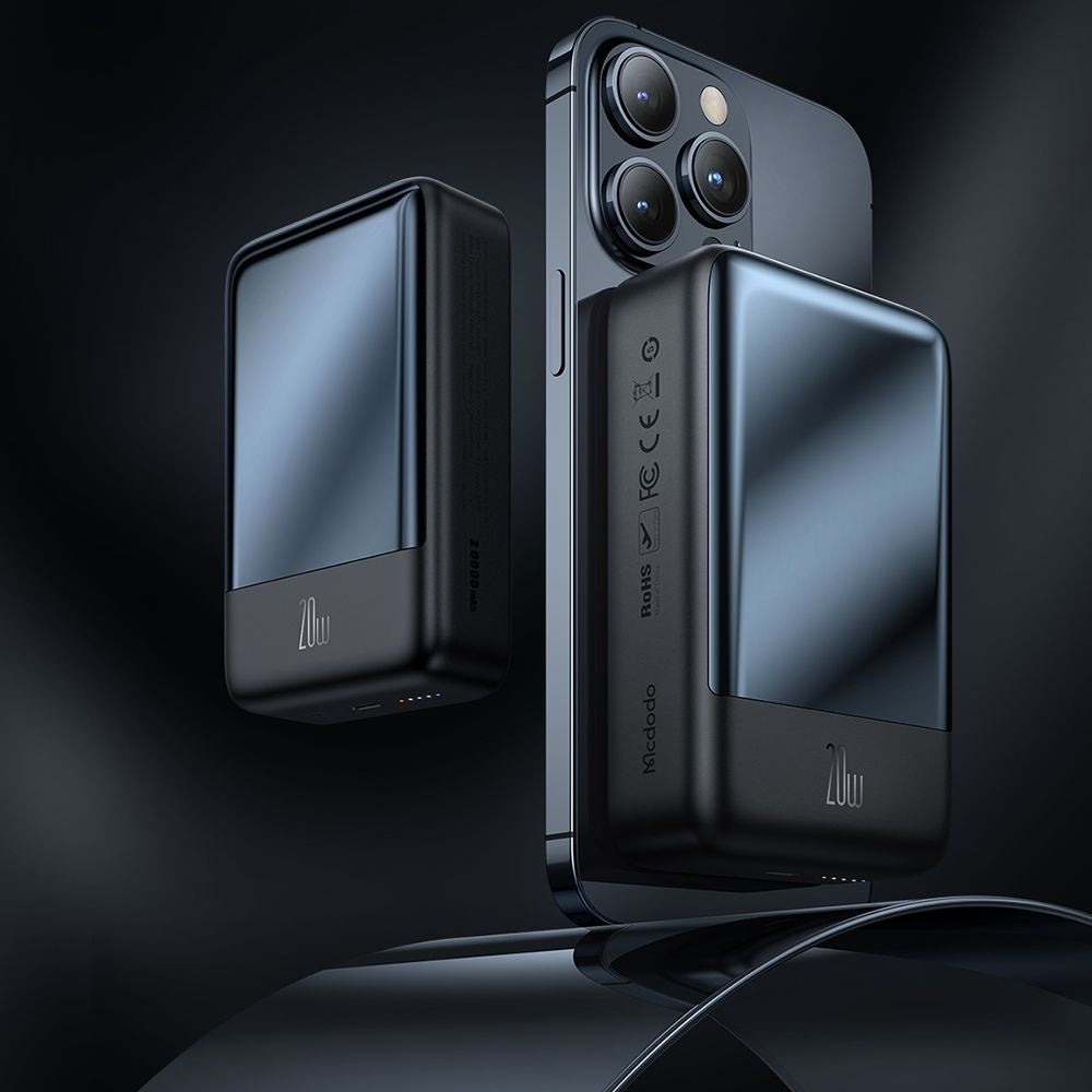 Bateria Externa Wireless McDodo MC-5021 Ambilight, 20000mAh, 20W, PD + FQI, 1 x QI - 1 x USB-C, Preta