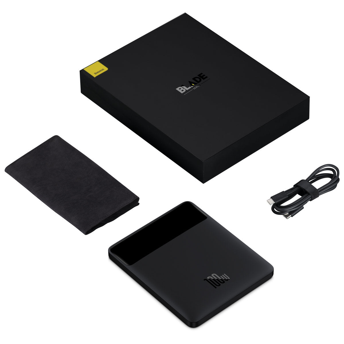 Bateria Externa Baseus Blade Ultrathin, 20000mAh, 100W, QC + PD, 2 x USB-A - 2 x USB-C, Preta PPBL000201